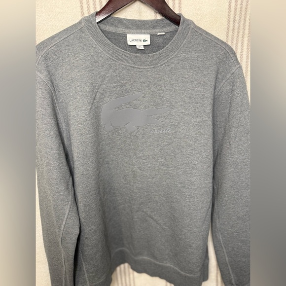 Lacoste Men's Heather Gray Crewneck Sweater - Picture 2 of 4